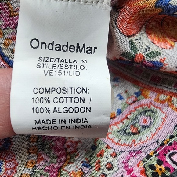 OndadeMar M Mini Dress One Shoulder Boho Paisley Festival Concert Prairie Resort - Picture 9 of 12